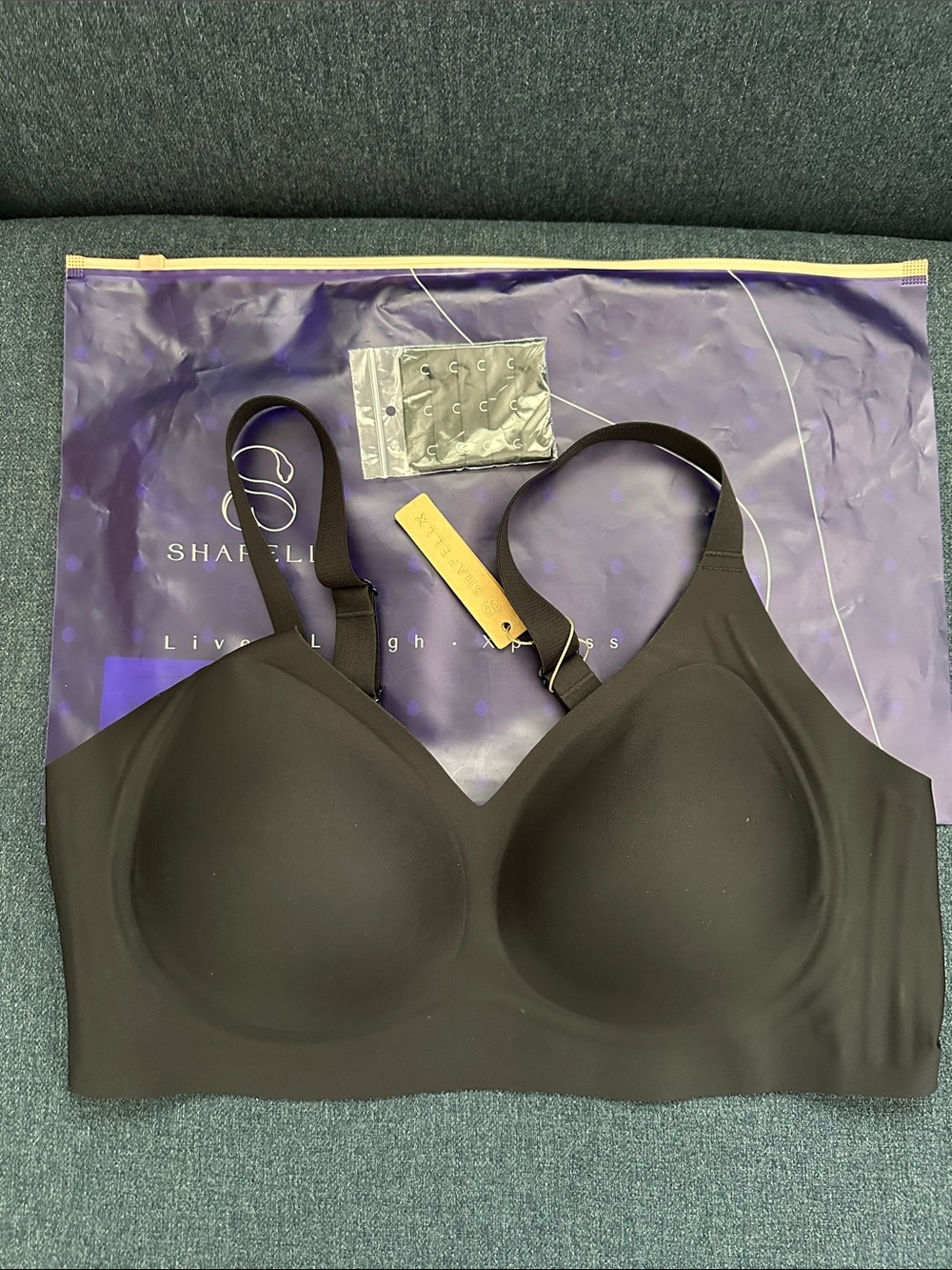 Shapellx Bare Essentials™ Cream Touch™ Wireless Comfort Lift Bra - Black XL NEW